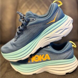 Mens Hoka One One Bondi 8 Running Shoes Sz 9.5 D Used Sneakers Trainers